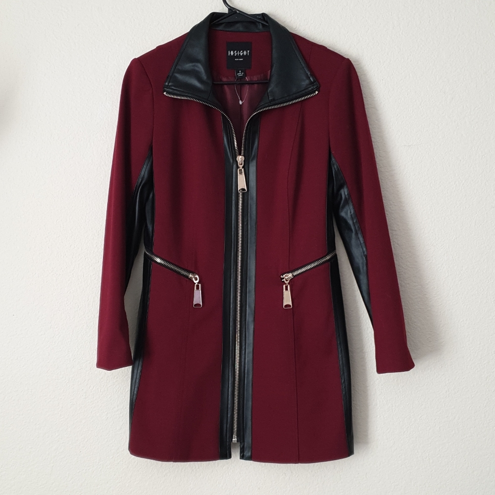 Insight NYC Long Burgundy Jacket with Paneling